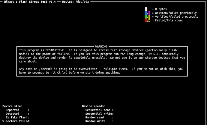 Startup warning screenshot